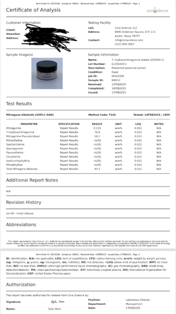 7oh powder 7-hydroxy 76% & 12% MIT
